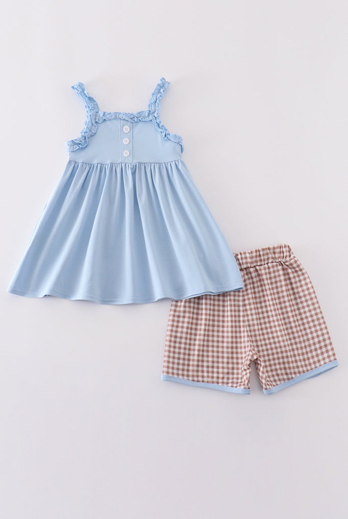 Girl’s Blue Baseball Appliqué Short Set