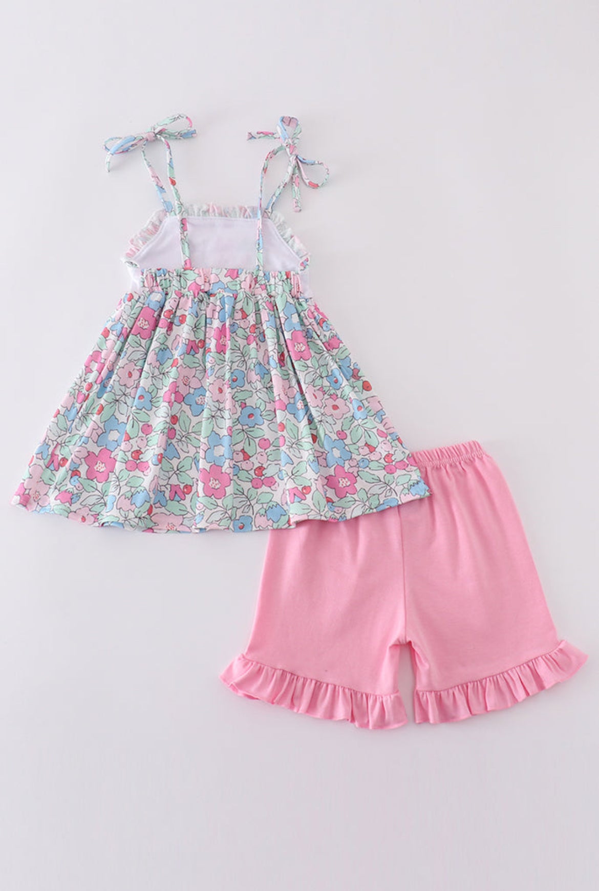 Girl’s Floral Bunny Embroidered Short Set