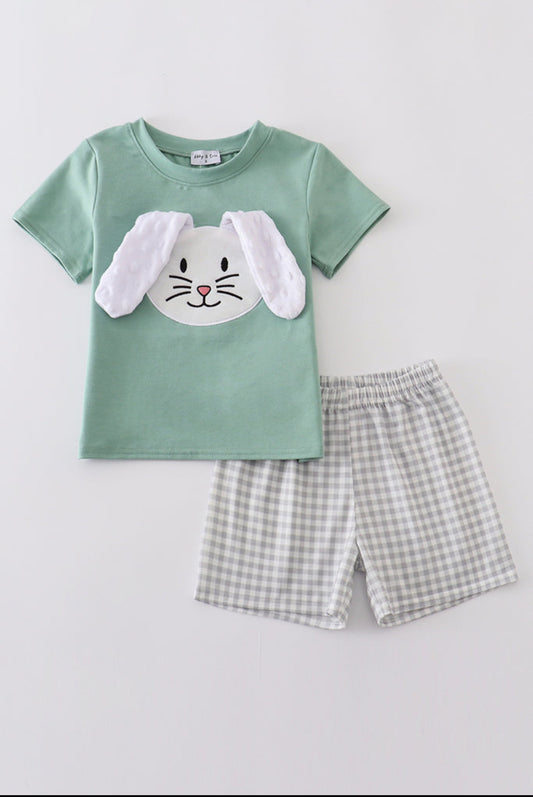 Green Bunny Appliqué Set