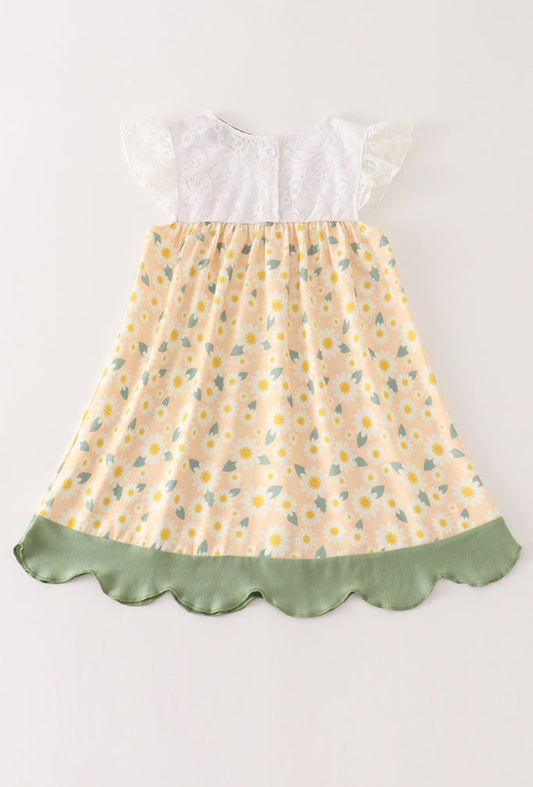 Yellow Floral Lace Dress