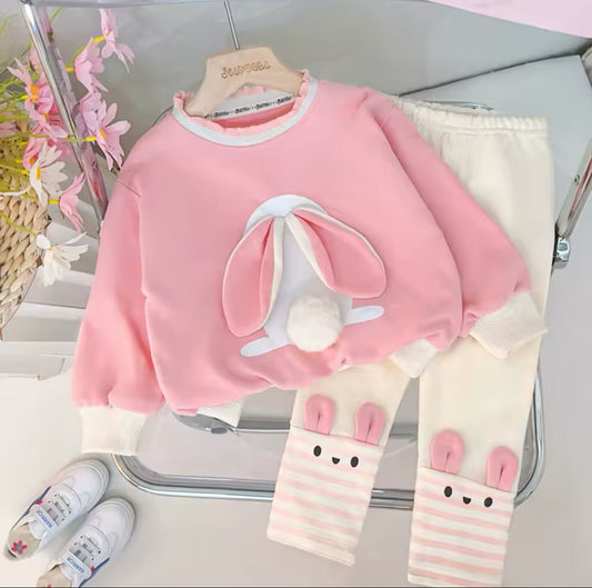 Girl’s Bunny Sweatshirt and Leggings Set