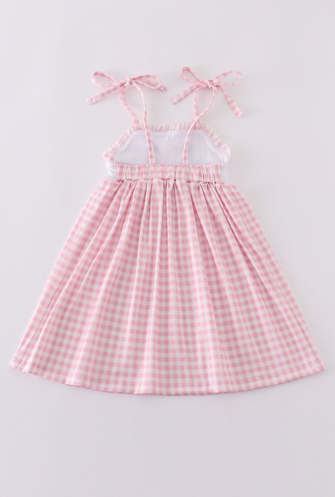 Girl’s Pink Bunny Embroidered Gingham Dress