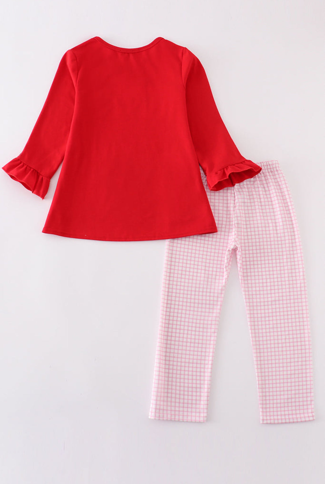 Red Valentine’s Day Heart Embroidery Girl’s Pant Set