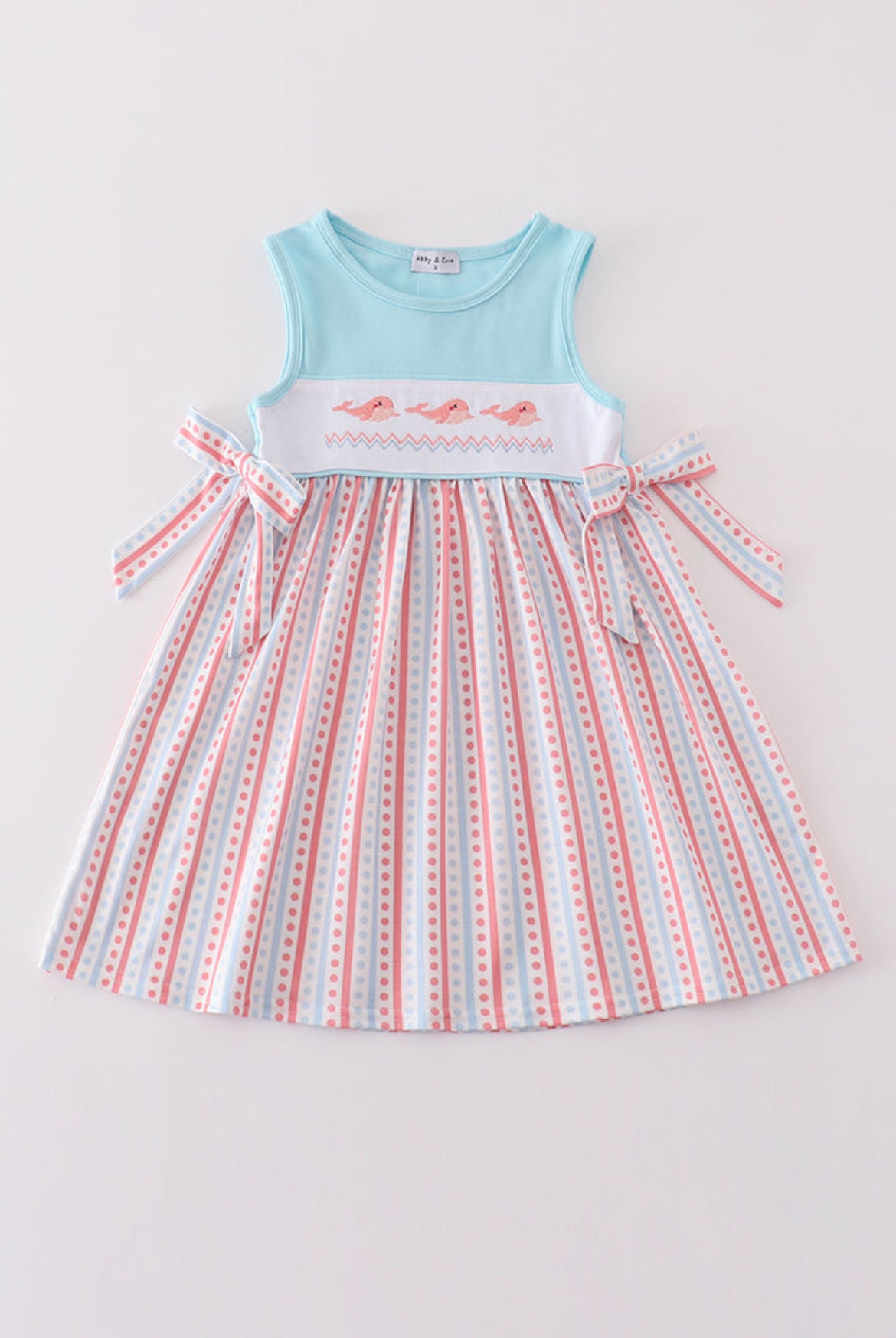 Girl’s Embroidered Blue Whale Dress