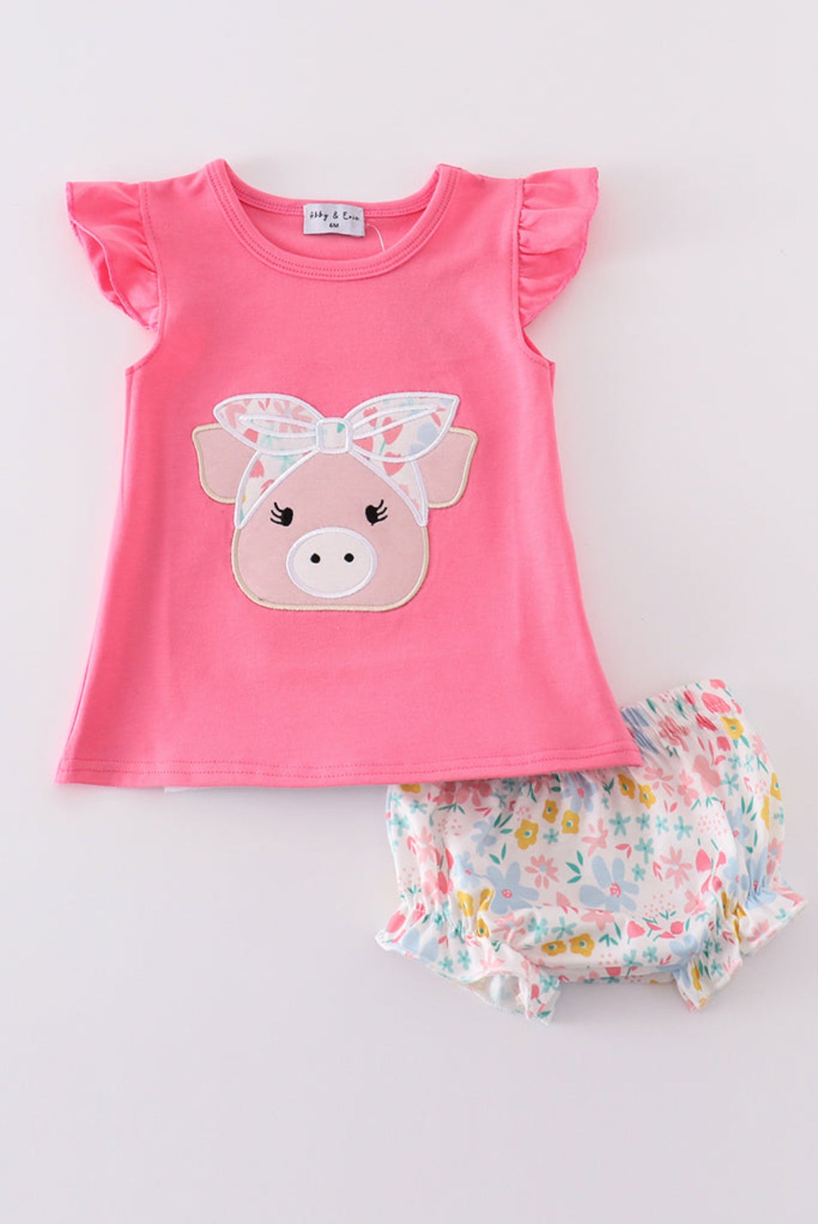 Girl’s “Pink Pig” Appliqué Bloomer Set