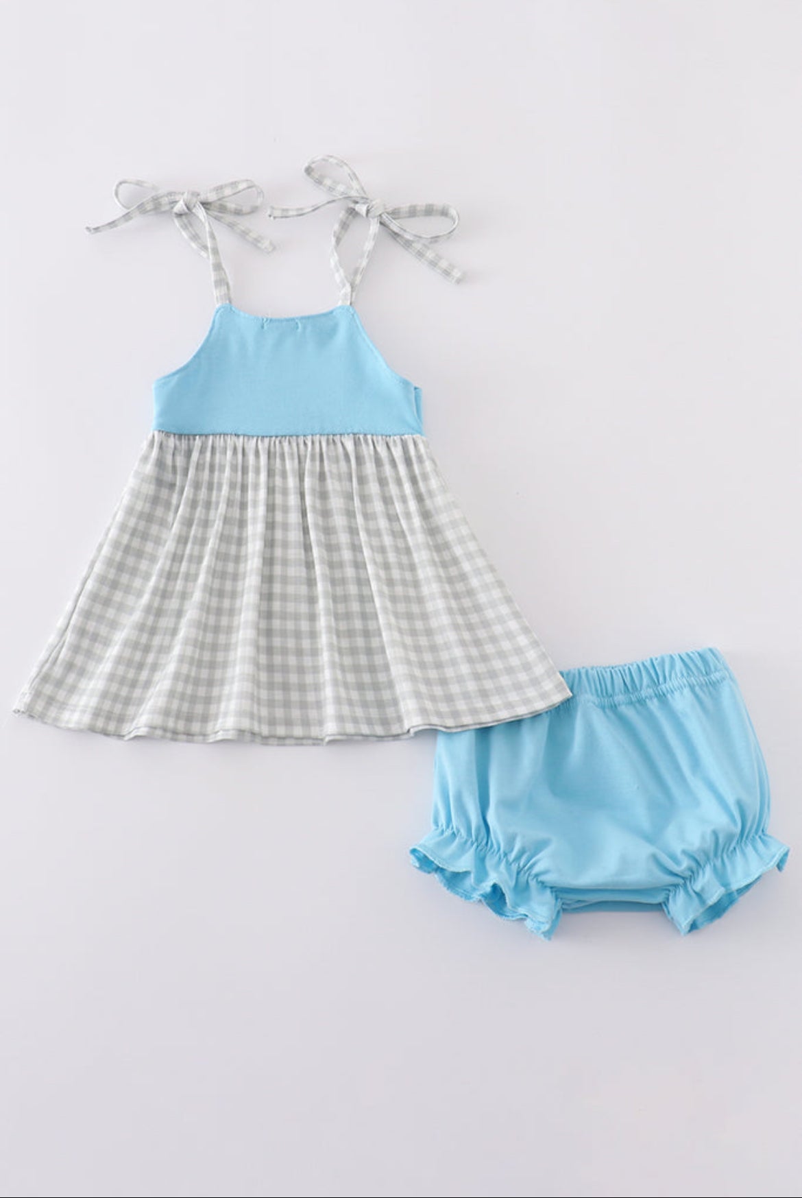 Blue Farm Chicken Embroidery Girl’s Bloomer Set