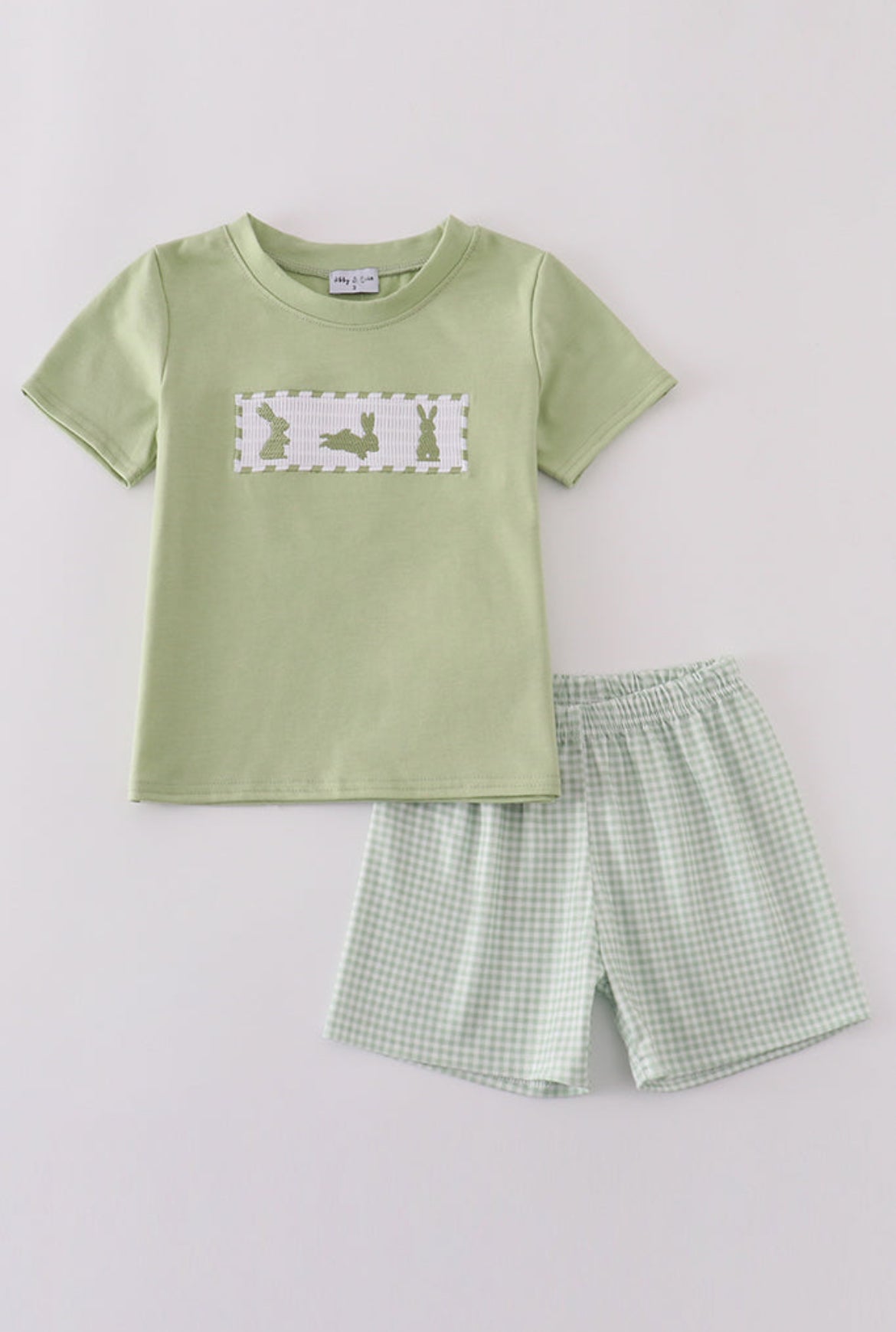 Boy’s Sage Bunny Embroidered Smocked Short Set