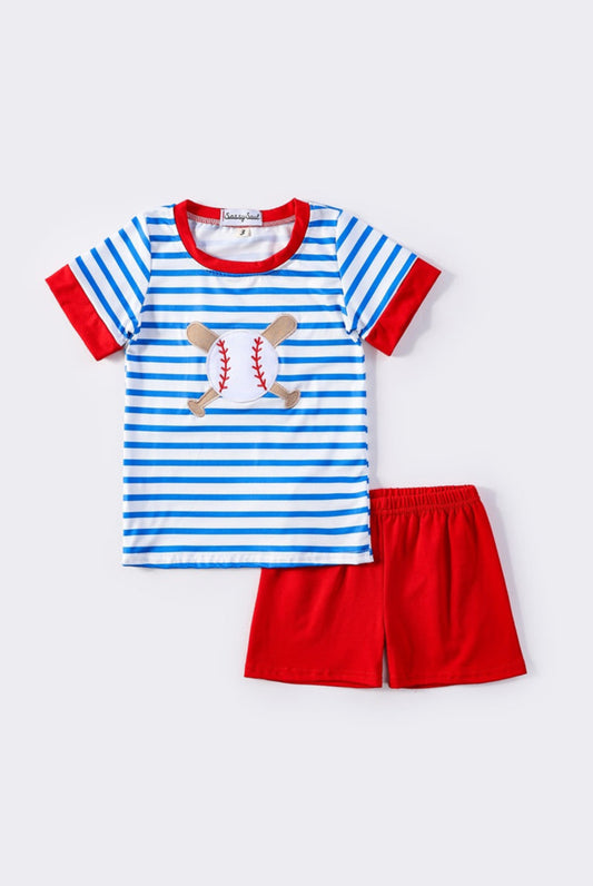 Boy’s Baseball Striped Short Set