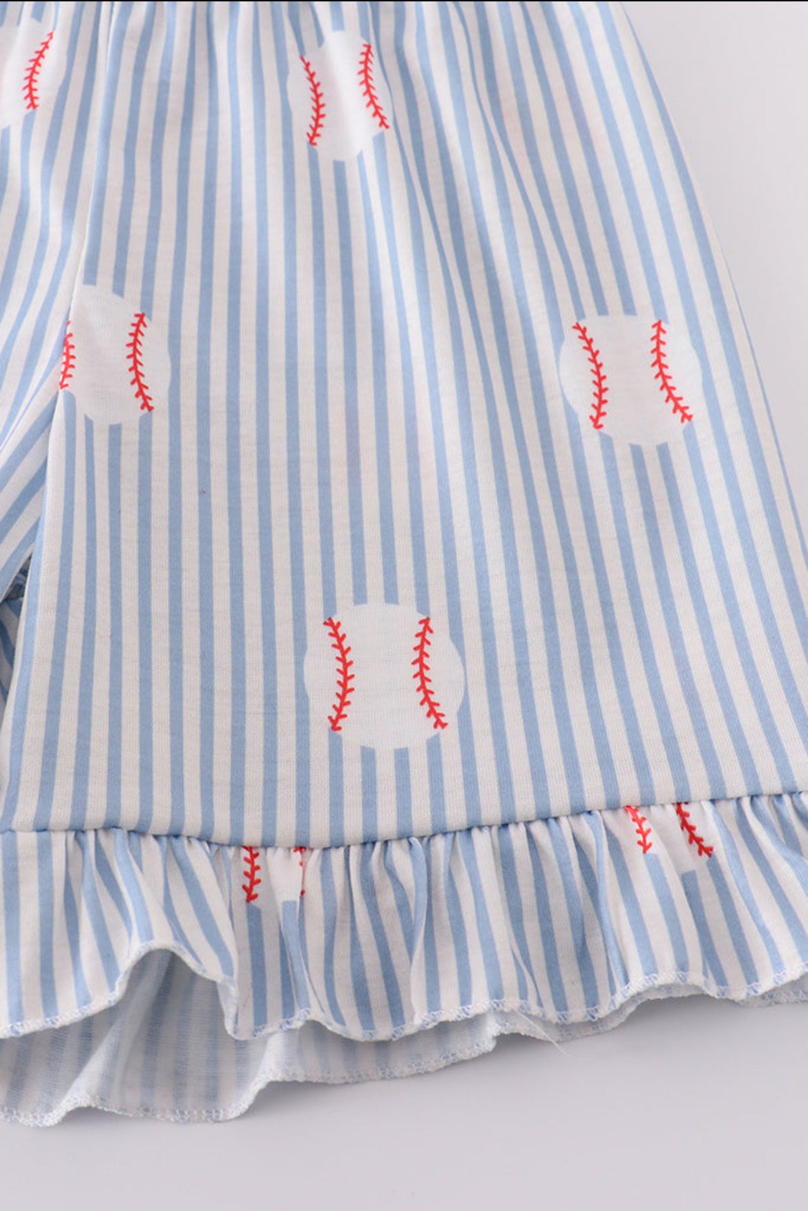 Girl’s Red Striped Baseball Short Set