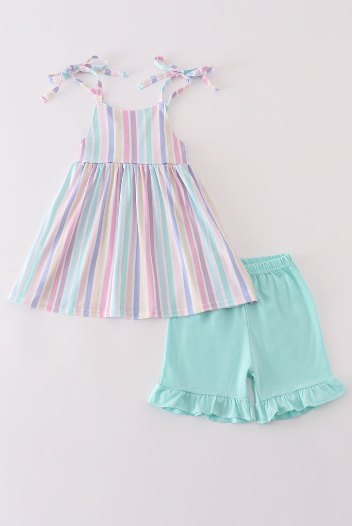 Girl’s Multicolored Stripes Short Set