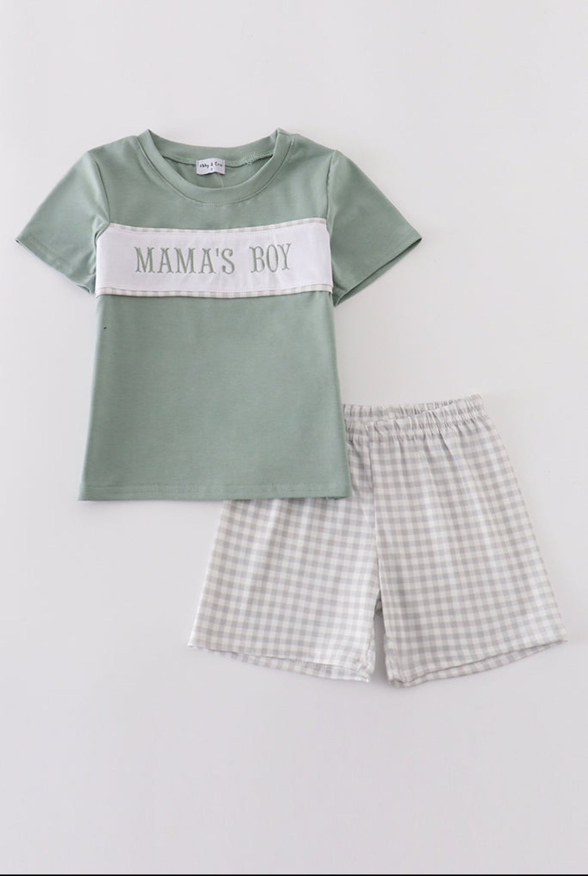 Boy’s “Mama’s Boy” Embroidered Shorts Set