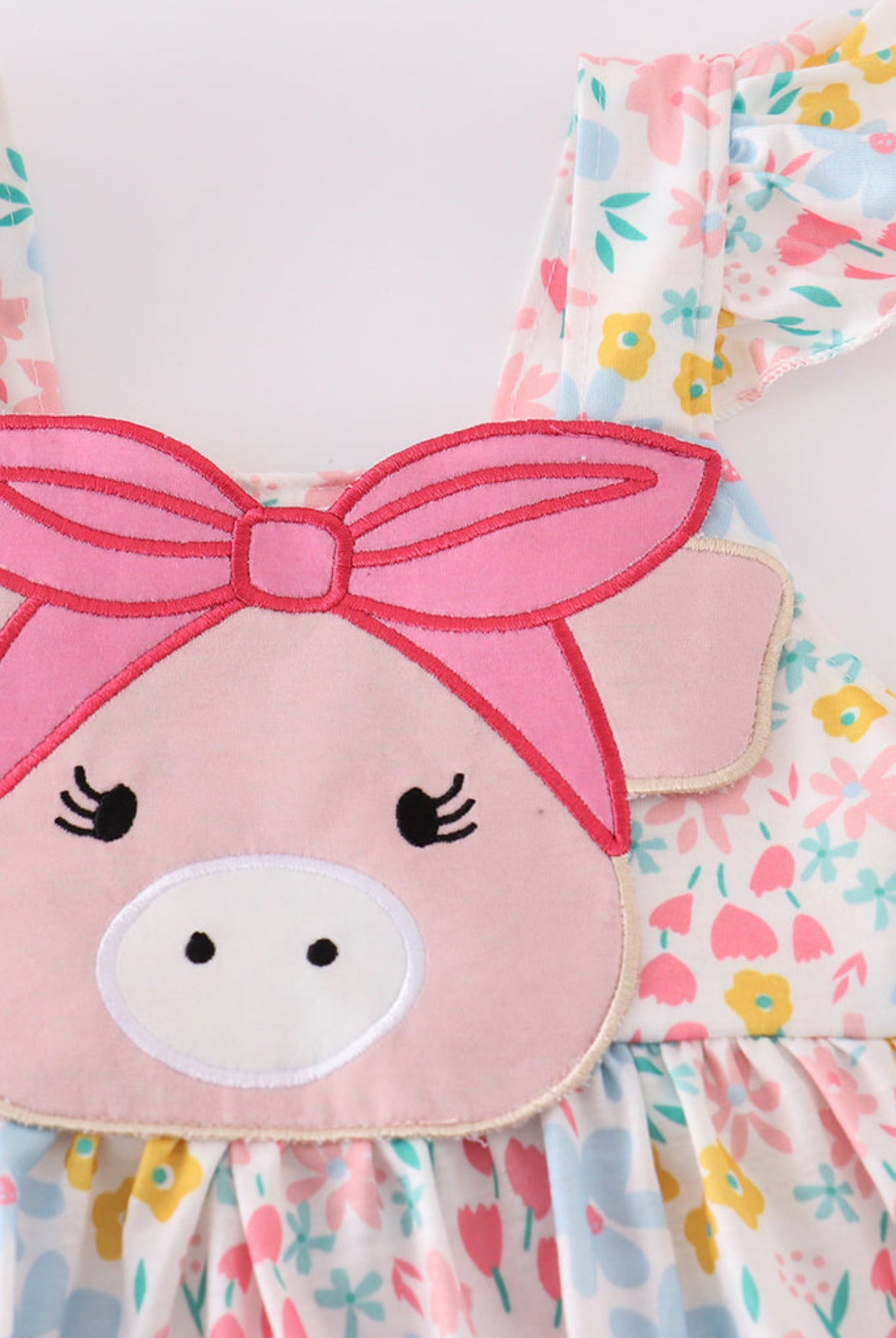 Girl’s “Pink Pig” Appliqué Dress