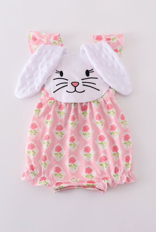 Pink Floral Bunny Appliqué Bubble