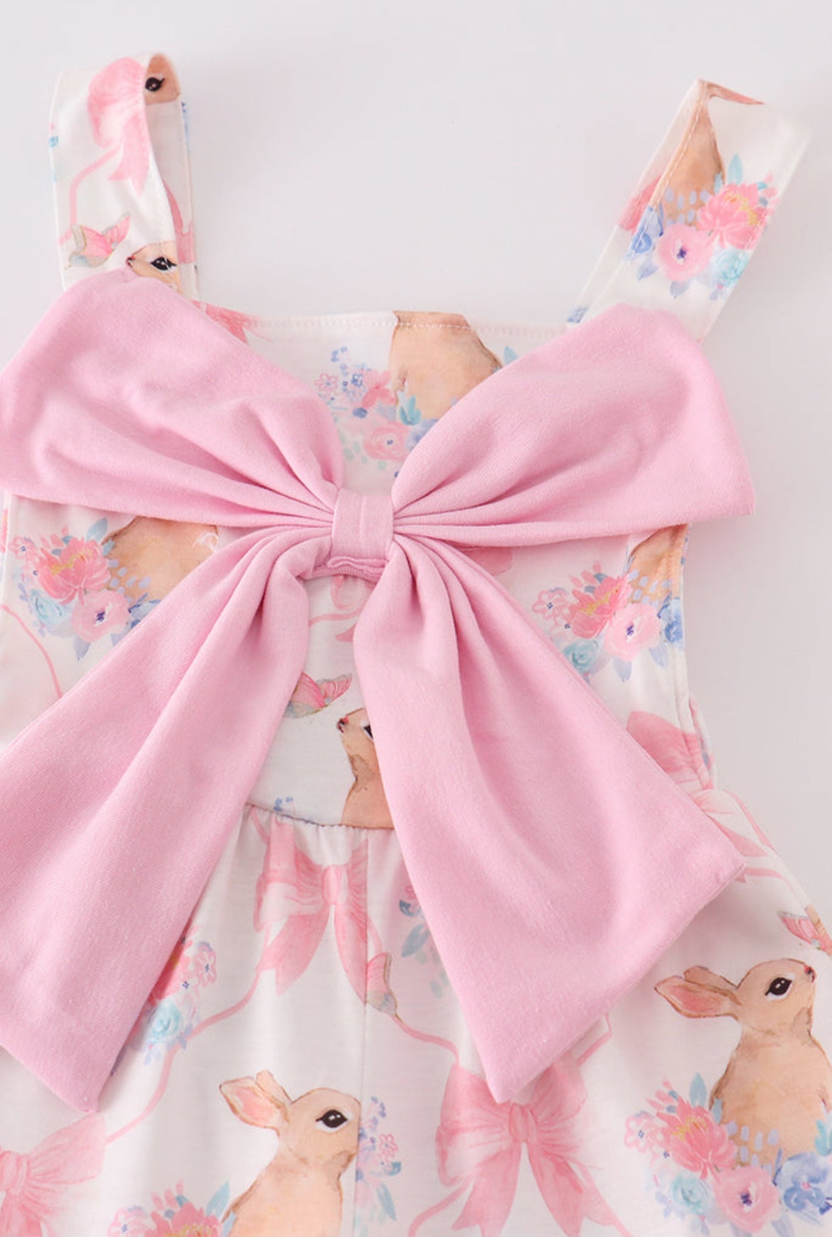 Girl’s Pink Easter Bunny Bow Jumpsuit