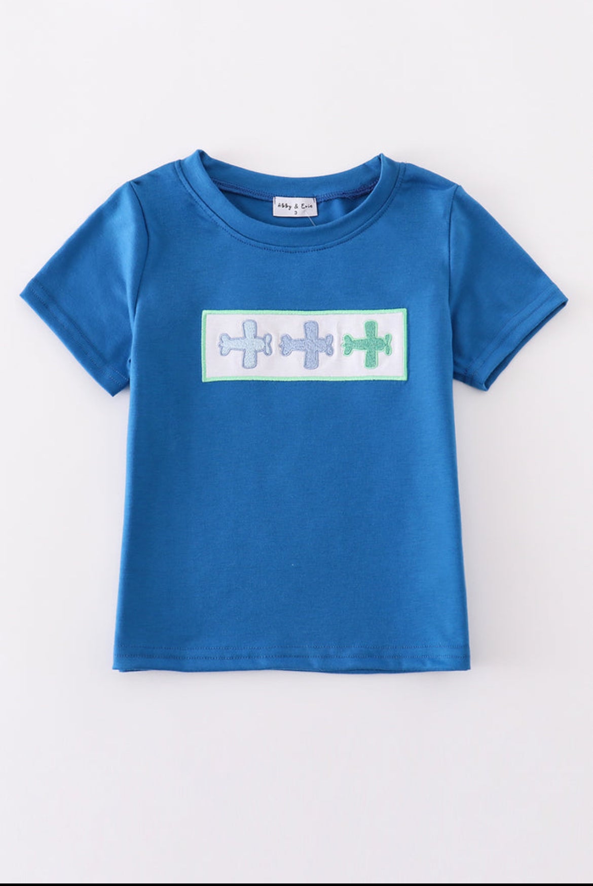 Blue Airplane Embroidery Boy’s Shirt
