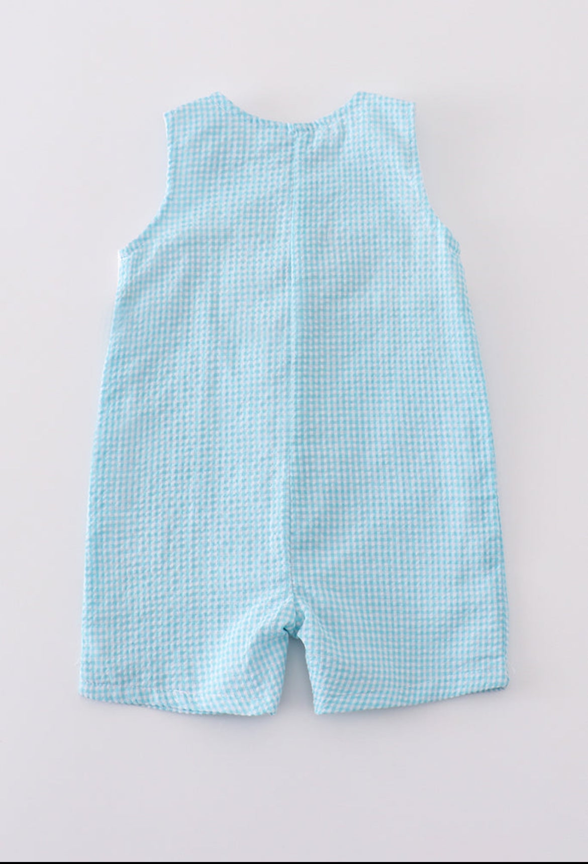 Boy’s Premium Mint Bunny Egg Embroidered Gingham Romper