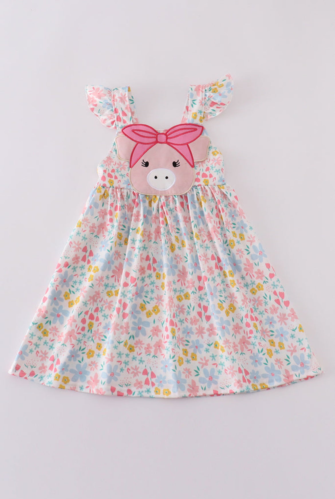 Girl’s “Pink Pig” Appliqué Dress