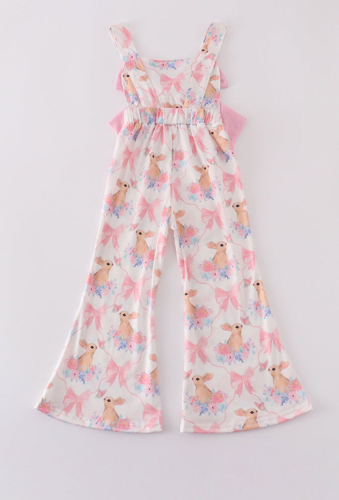 Girl’s Pink Easter Bunny Bow Jumpsuit