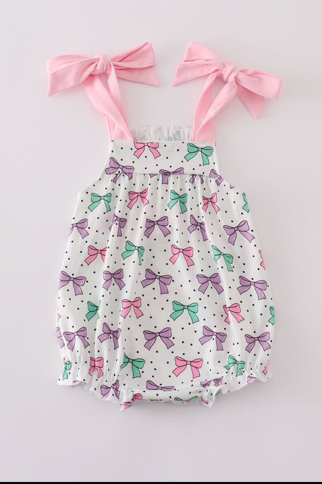 Pink Bow Embroidery Print Girl’s Bubble