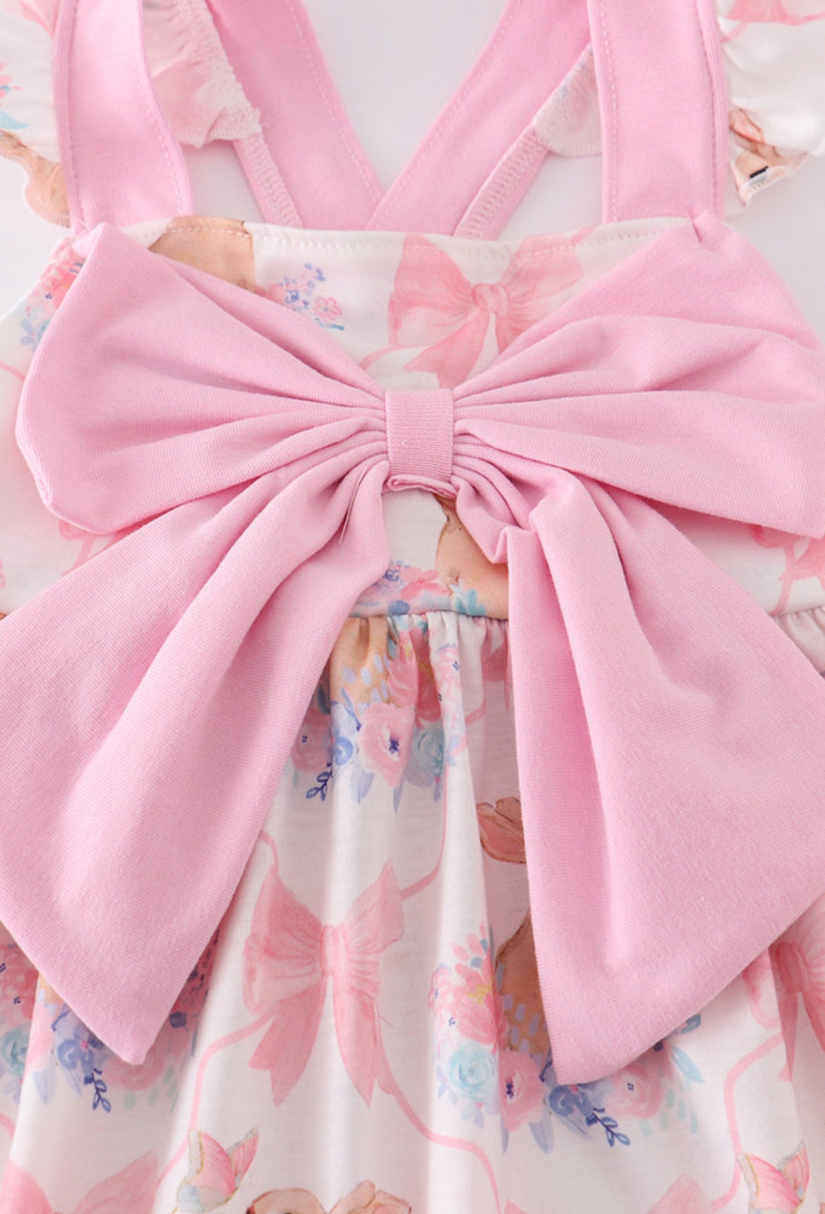 Girl’s Pink Easter Bunny Bow Dress