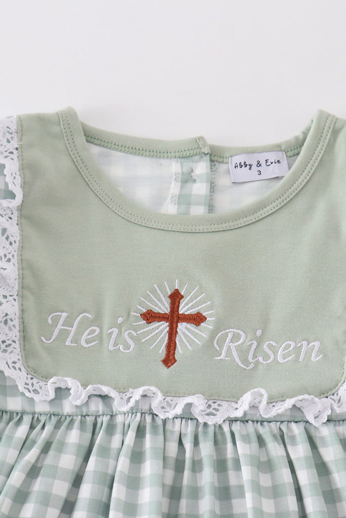 Girl’s Cross “He is Risen” Embroidered Short Set