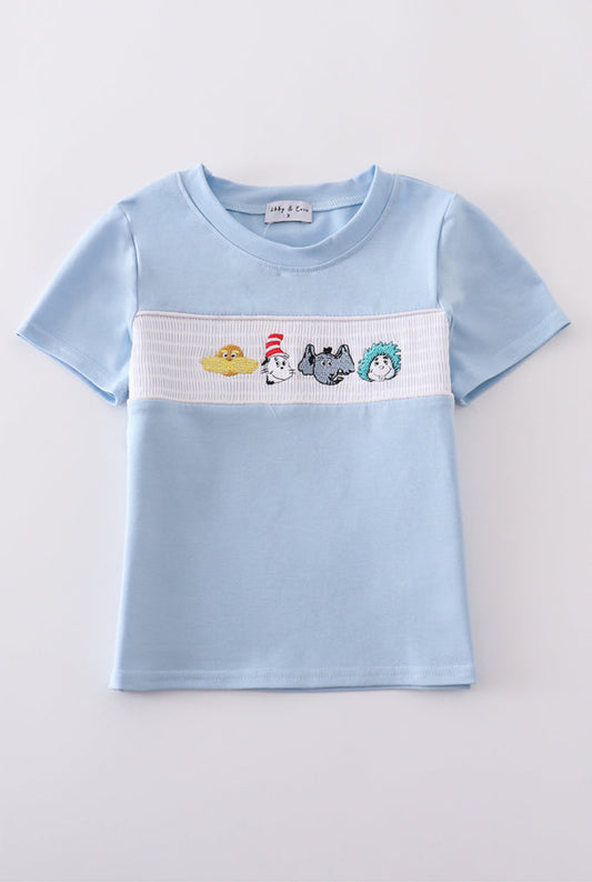 Blue Dr. Seuss Embroidery Smocked Boy’s Top