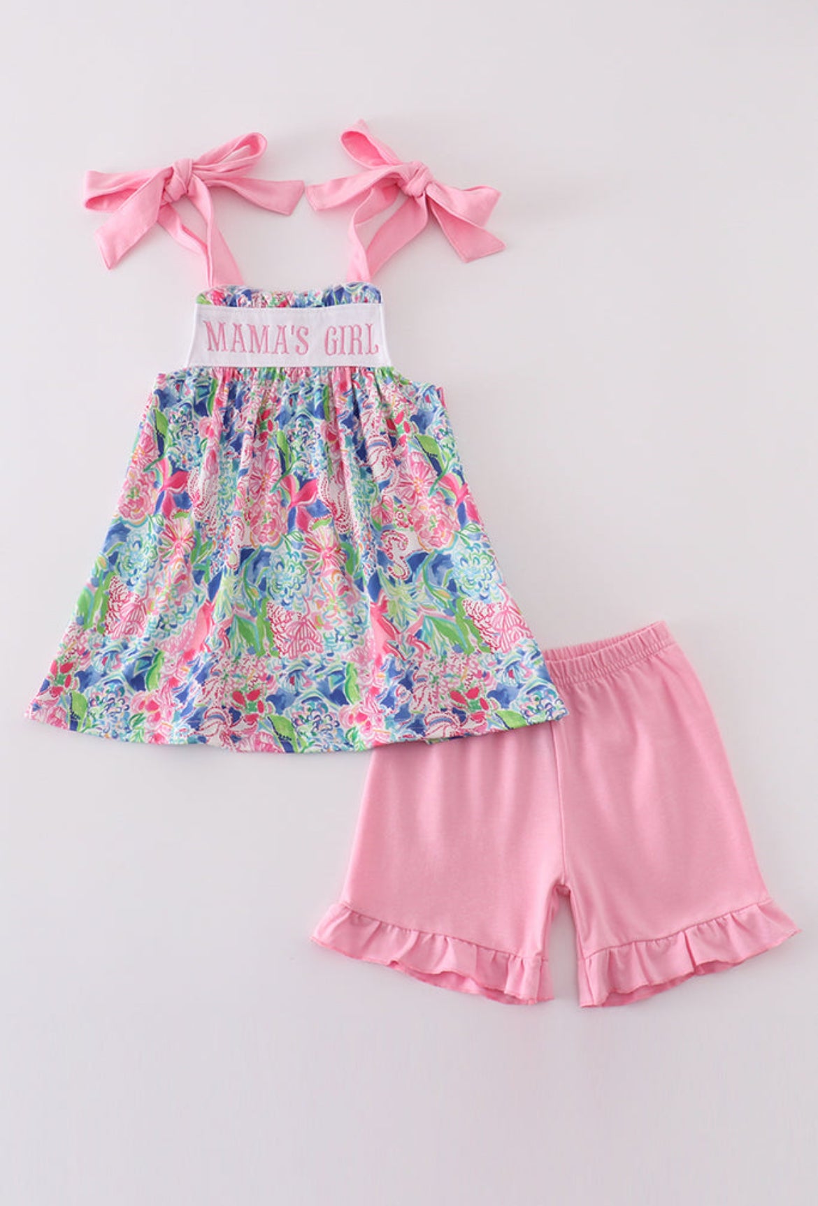 Girl’s “Mama’s Girl” Embroidered Short Set