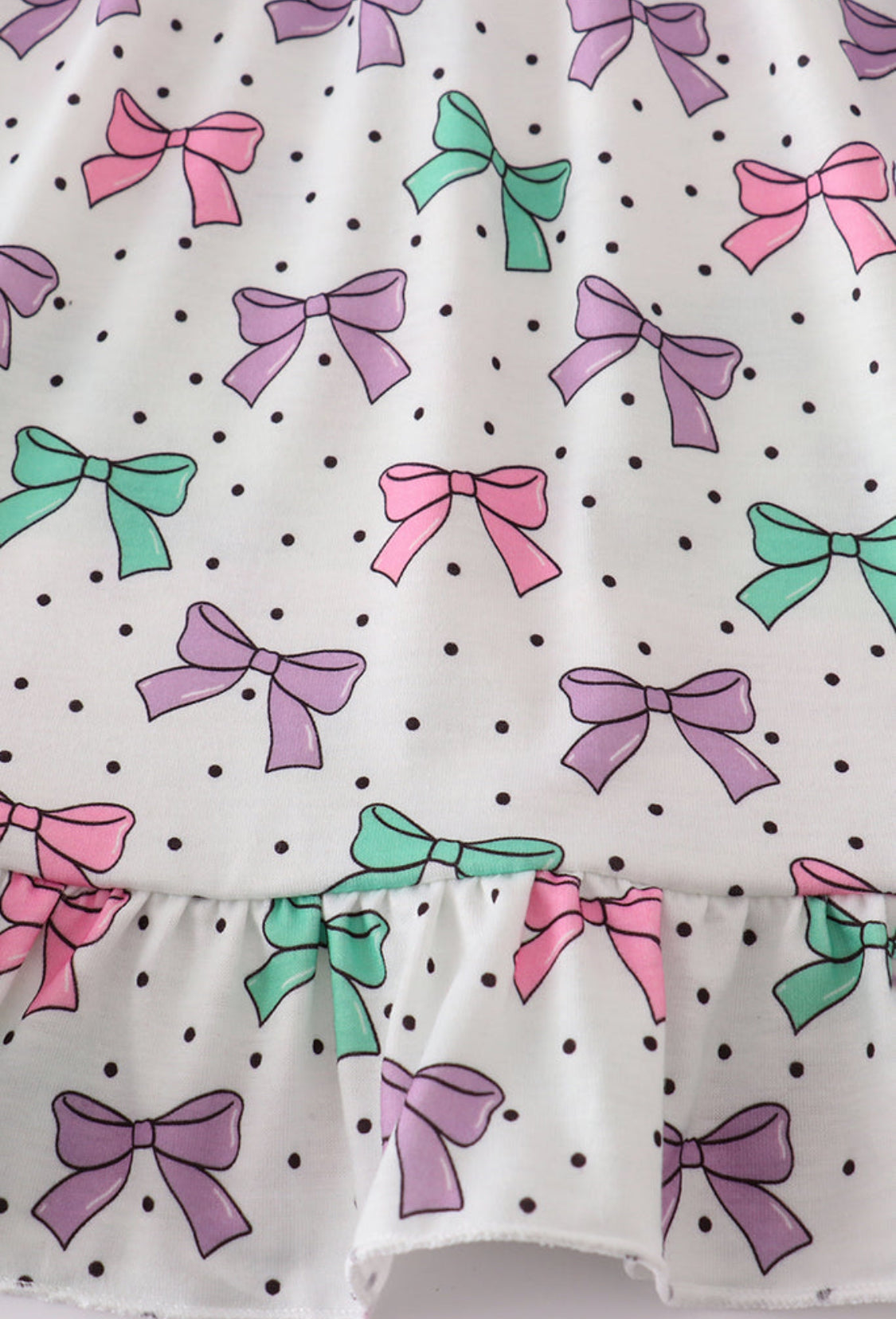 Pink Bow Embroidery Girl’s Ruffle Shorts Set