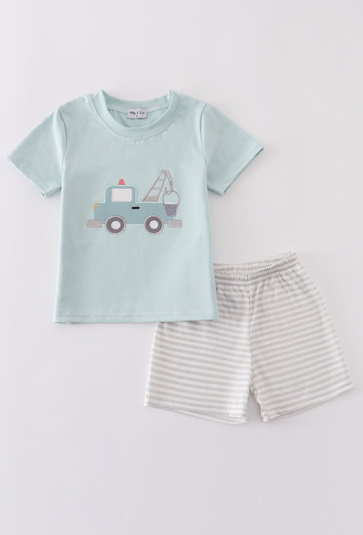 Boy’s Blue Crane Truck Appliqué Short Set