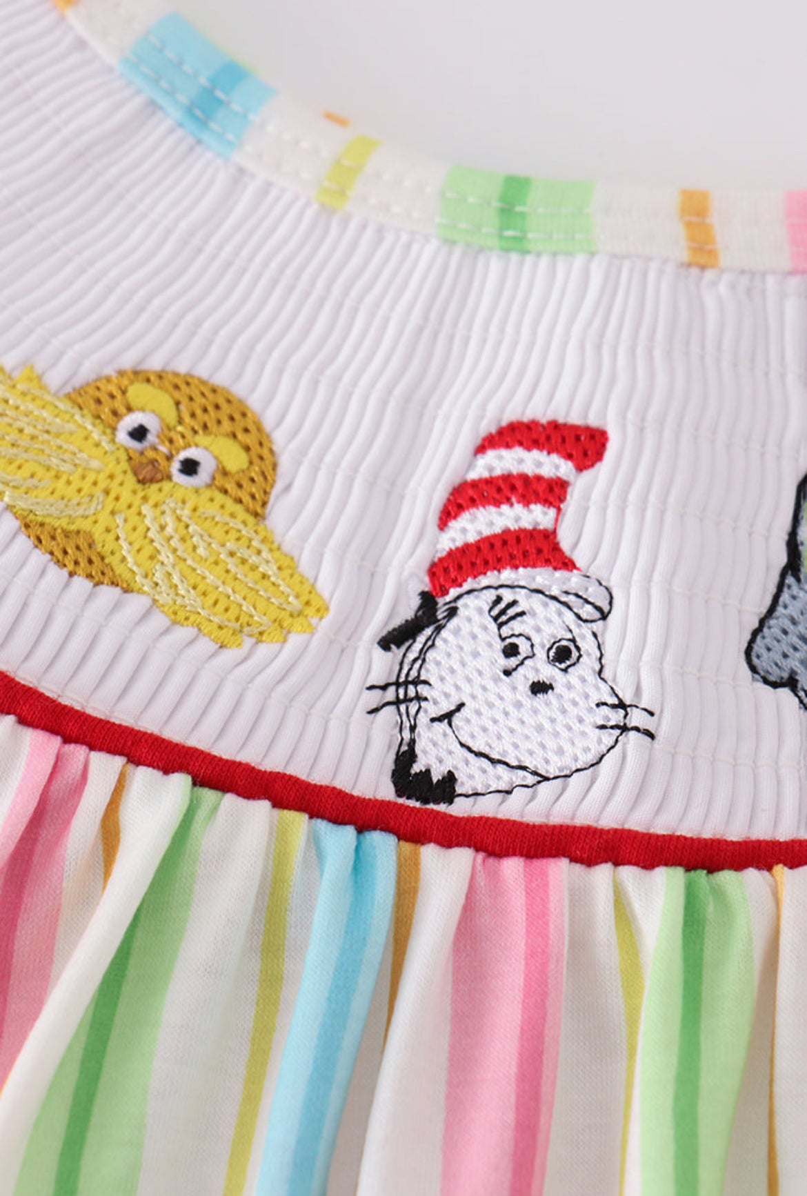 Stripe Dr. Seuss Embroidery Smocked Girl’s Dress