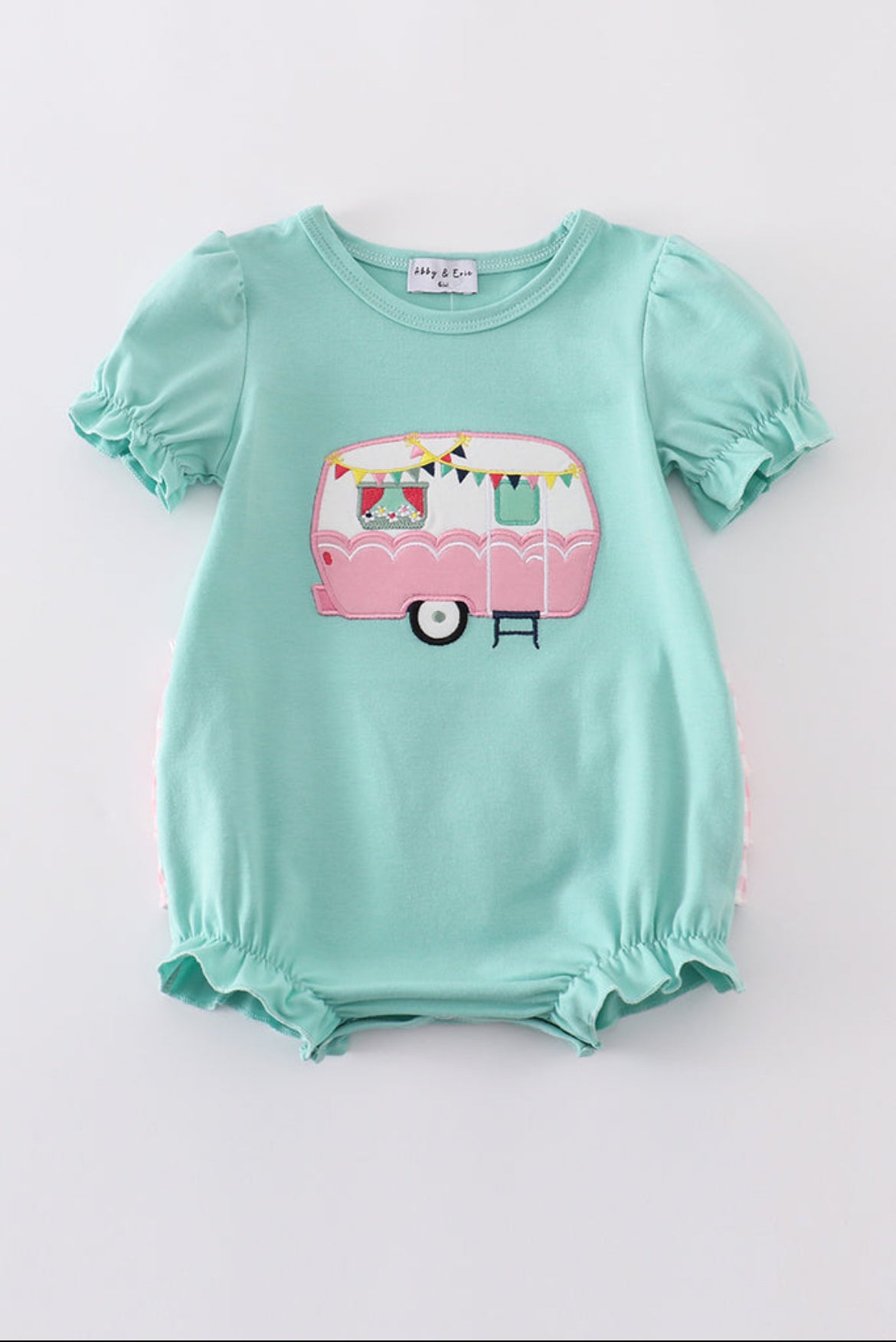 Green Camper Appliqué Ruffle Girl’s Bubble