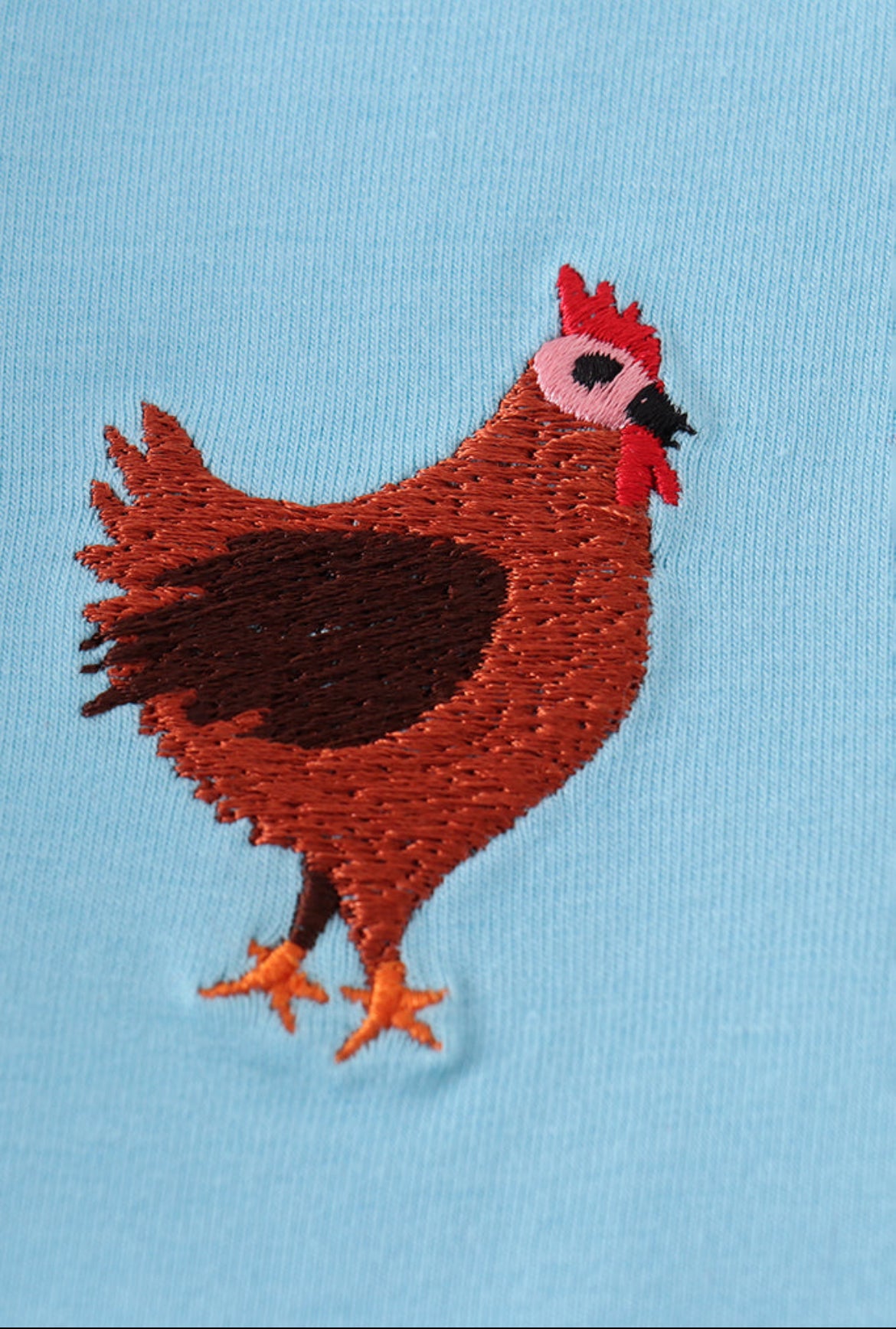 Blue Farm Chicken Embroidery Boy’s Short Set