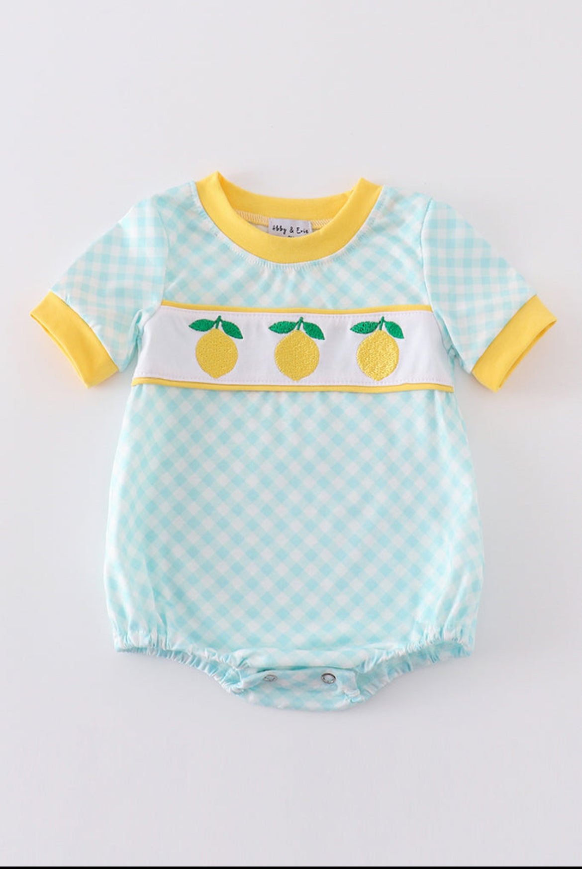 Boy’s Mint Lemon Embroidered Bubble