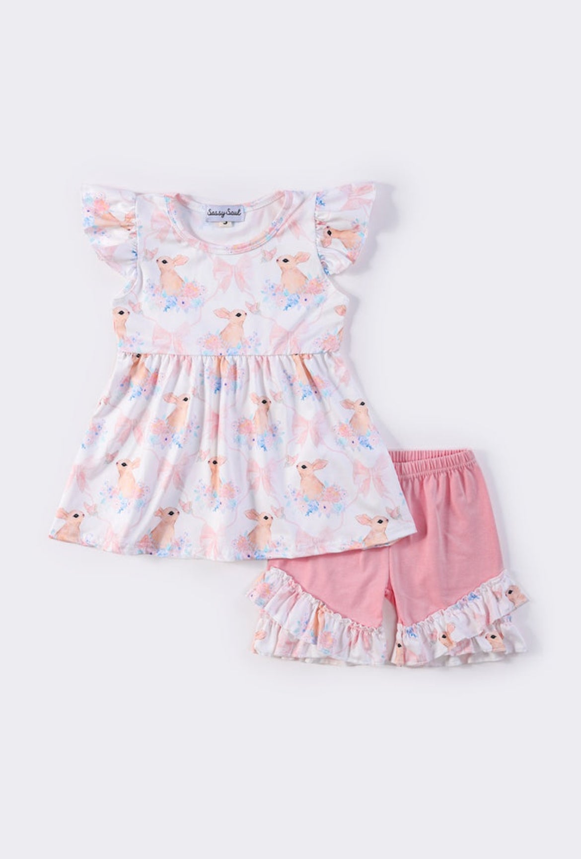 Girl’s Pink Bunny Short Set