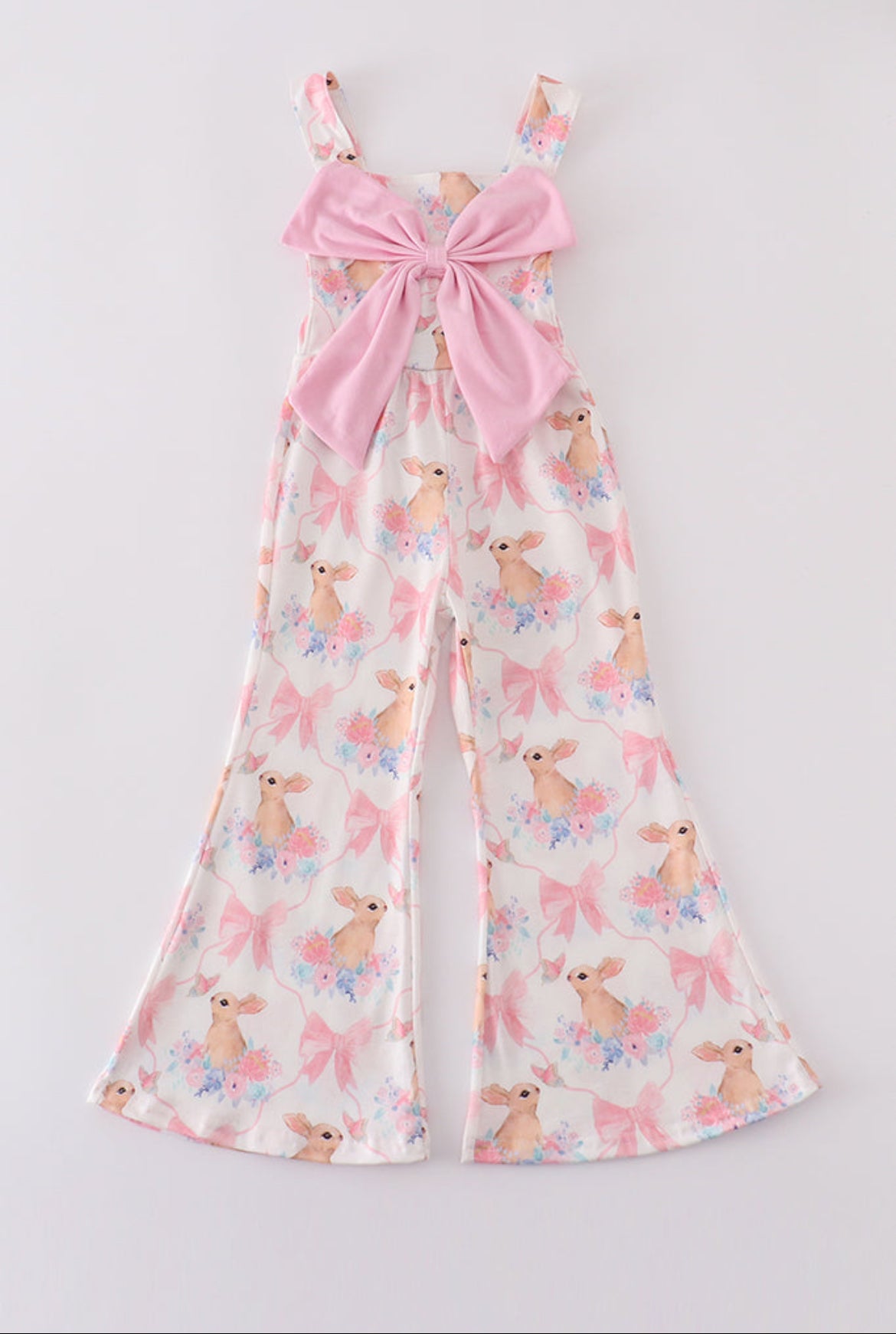 Girl’s Pink Easter Bunny Bow Jumpsuit