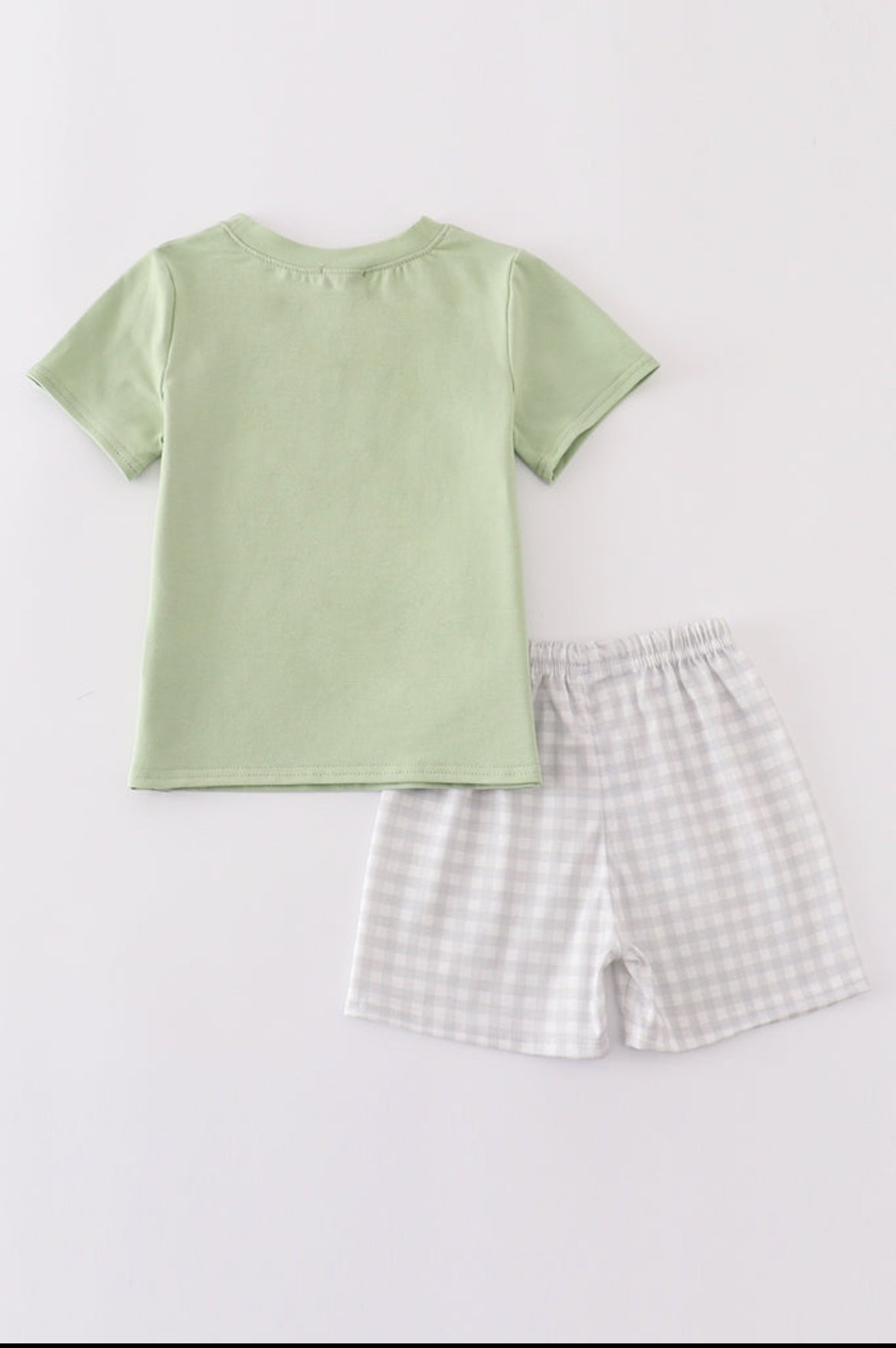 Boy’s Green Excavator Appliqué Shorts Set