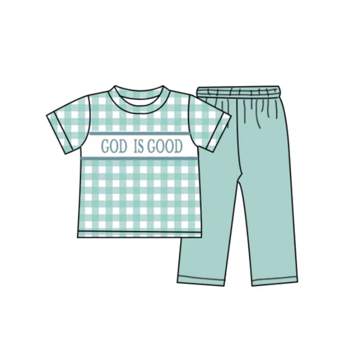 Boy’s “God is Good” Shirt with Matching Pants Set