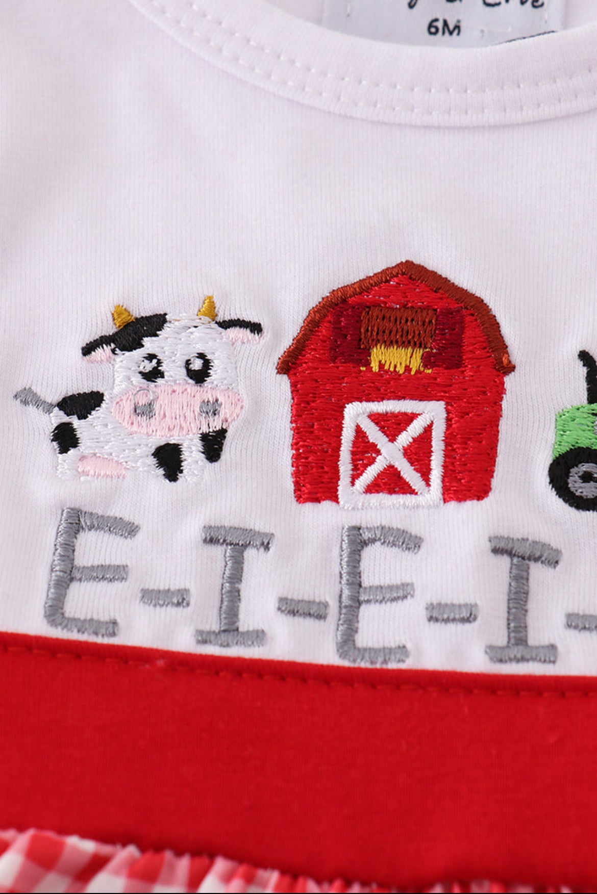 Boy’s Red Farm Embroidery Bubble