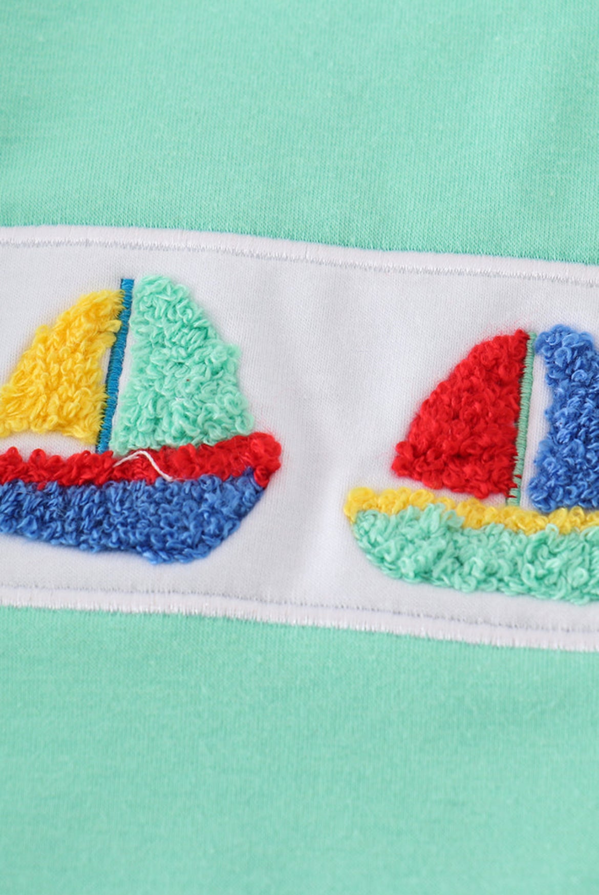 Boy’s Green Sailboat French Knot Short Set