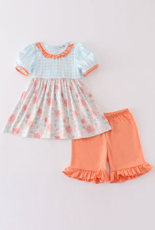 Floral Print Gingham Girl’s Set