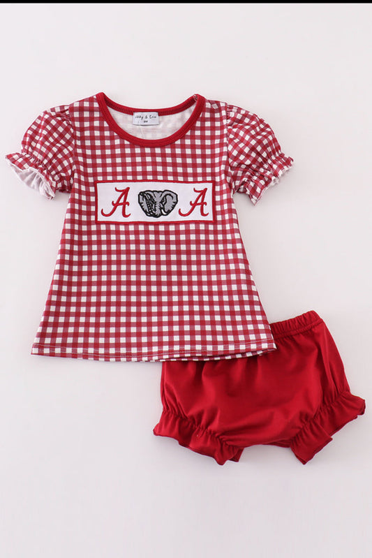 Girl’s “Checked Red & White” Bloomer Set