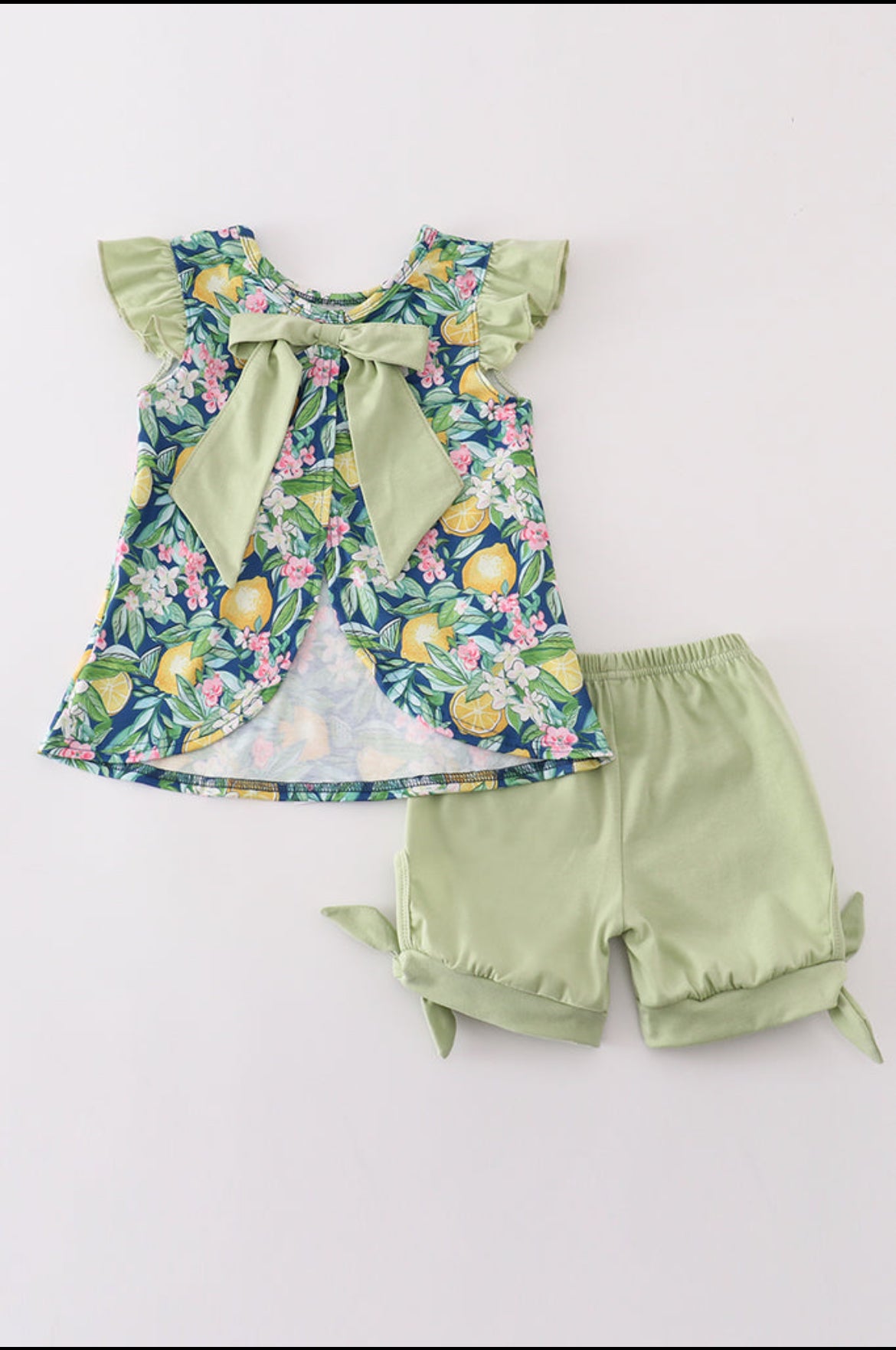 Girl’s Green Lemon Short Set