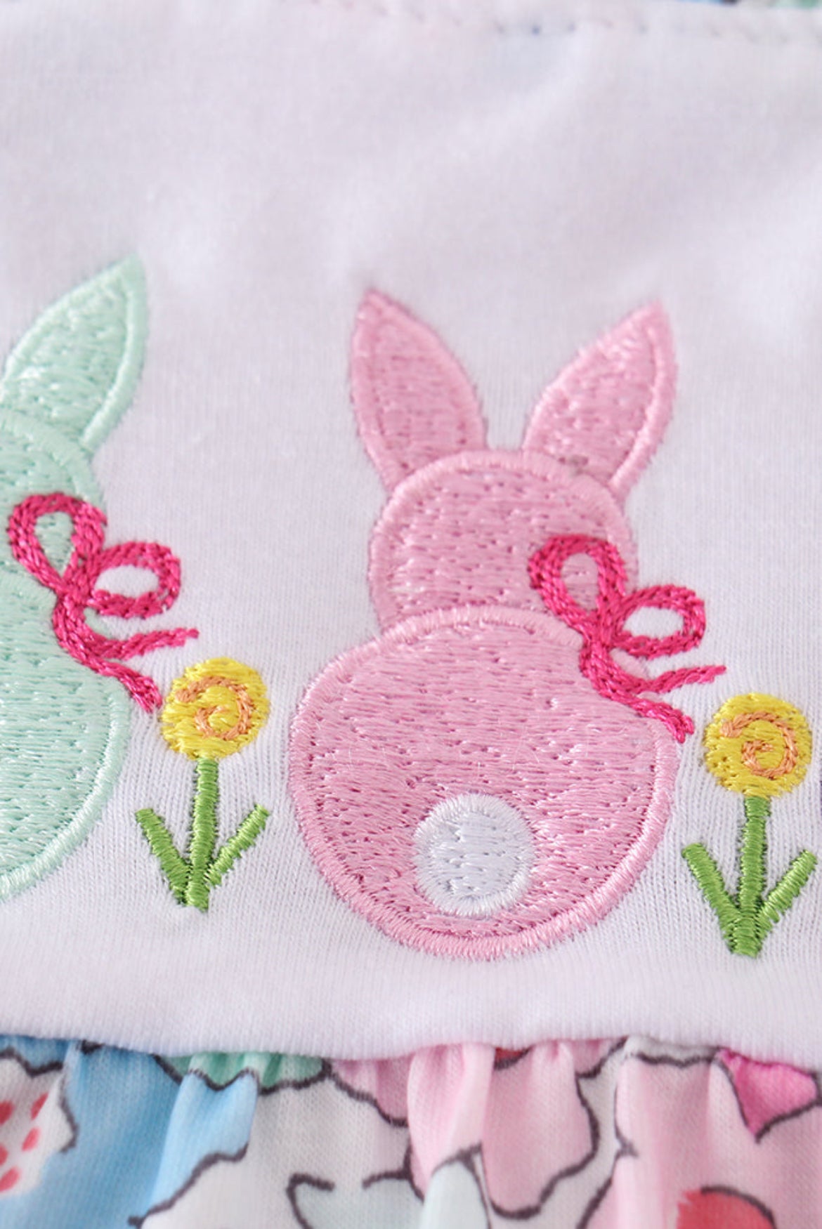 Girl’s Floral Bunny Embroidered Bubble