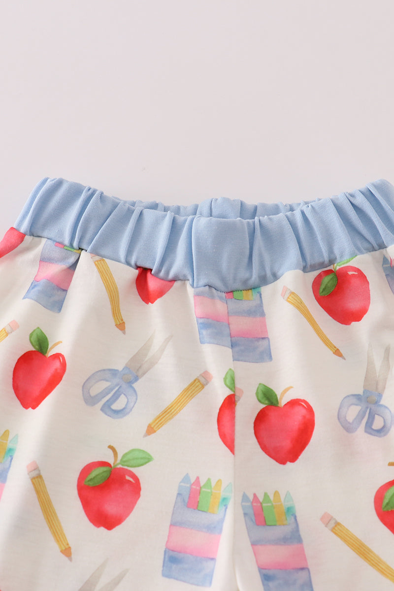 Apple pencil print shorts set