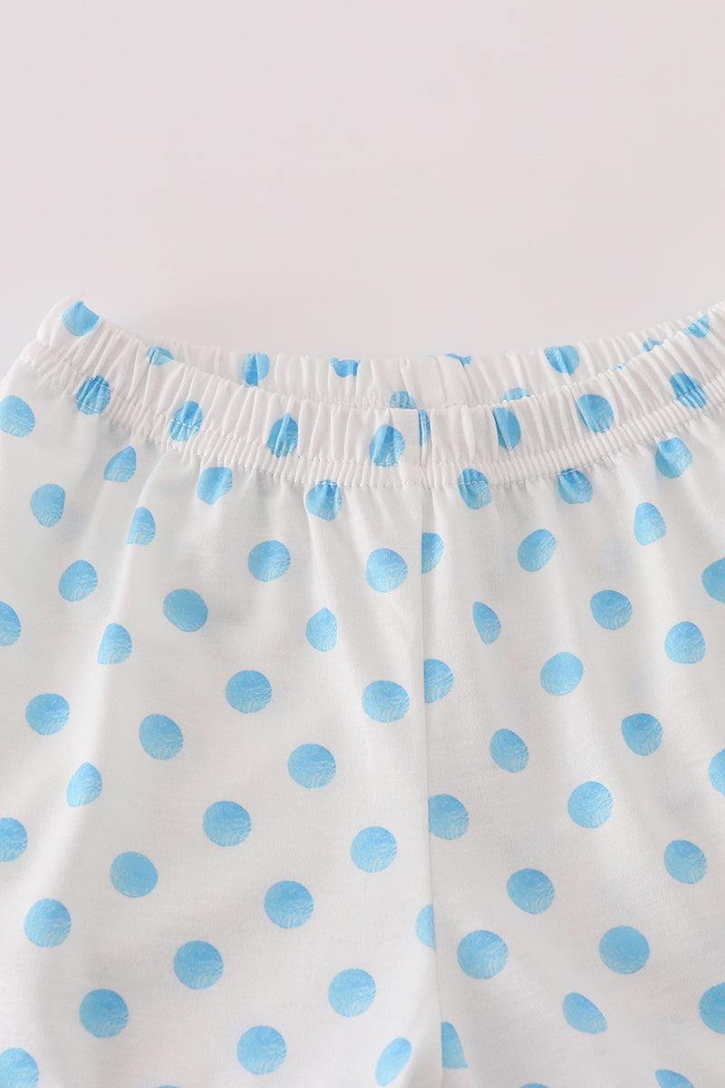 Blue character applique shorts set