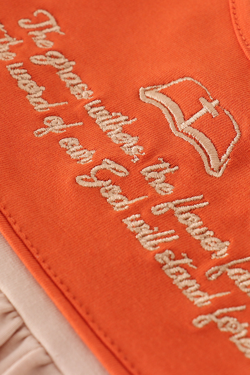 Rust isaiah embroidery ruffle pants set