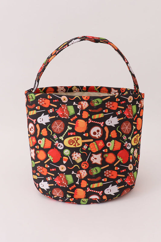 Black halloween print basket