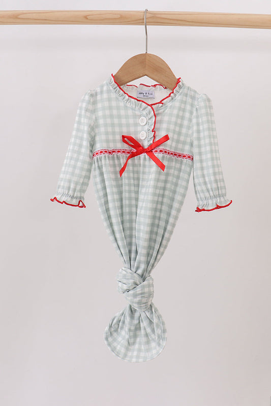 Sage ribbon bow gingham gown