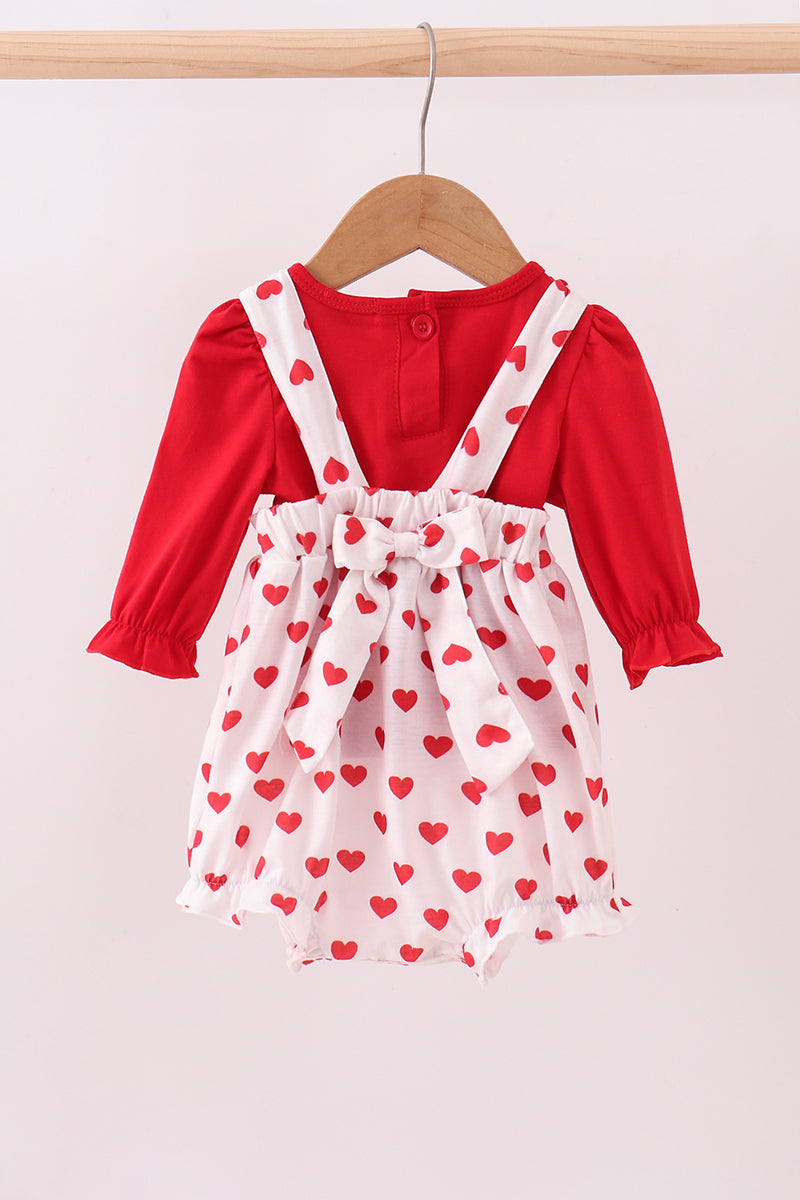 Red heart applique bubble set