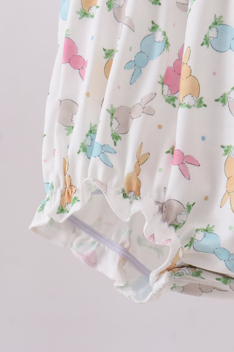 Pink bunny smocked ruffle bubble